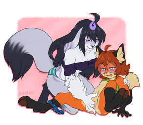 adolescent adult_on_young age_difference anthro areola arm_tuft biped black_clothing black_ears black_hair black_markings black_nose black_shirt black_tail black_topwear blue_clothing blue_eyes blue_panties blue_underwear blush bodily_fluids bottomwear breasts claws cleavage clothed clothing clothing_around_one_leg cloven_hooves countershade_face countershade_torso countershading dipstick_tail duo eyebrows eyewear feet female female/female female_anthro fingering fingering_partner flat_chested floppy_ears fluffy fluffy_tail freckles genital_fluids genitals glasses gloves_(marking) grey_body hair half-closed_eyes hooves inner_ear_fluff kneeling leg_markings long_hair looking_at_another looking_at_partner looking_pleasured markings mostly_nude multicolored_body narrowed_eyes navel nipples open_mouth open_smile orange_body panties panties_around_one_leg panties_down partially_clothed pattern_bottomwear pattern_clothing pattern_panties pattern_underwear pink_nose round_glasses sex shirt shirt_up shoulderless_shirt simple_background sitting smile socks_(marking) spread_legs spreading striped_bottomwear striped_clothing striped_panties striped_underwear stripes tail tail_markings teeth text three-quarter_view toes tongue topwear tuft two_tone_body underhoof underwear underwear_around_one_leg underwear_down unguligrade vaginal vaginal_fingering vaginal_fluids vaginal_fluids_on_hand vulva white_markings young young_anthro young_female malachyte fiora_farren_(silverfox442) morte_farren_(silverfox442) bovid canid canine caprine deer fox hybrid mammal sheep 2023 artist_name clip_studio_paint_(artwork) dated digital_drawing_(artwork) digital_media_(artwork) english_text handwritten_text hi_res incest_(lore) sibling_(lore) sister_(lore) sisters_(lore)