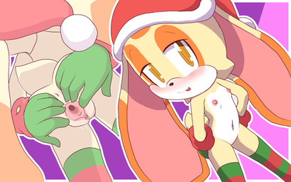 anthro anus butt christmas_clothing christmas_headwear clothing female genitals hat headgear headwear holidays legwear nipples nude simple_background solo spread_vulva spreading stockings vulva young buckhori_hardker christmas sega sonic_the_hedgehog_(series) cream_the_rabbit lagomorph leporid mammal rabbit 16:10 digital_media_(artwork) hi_res widescreen