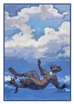 anthro breasts falling featureless_breasts female nude sky skyscape solo tasteful_nudity jagal fleek_feather apostlebird avian bird corcoracidae oscine passerine hi_res