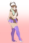 anthro antlers bottomwear chest_tuft clothing femboy floppy_ears horn legwear long_ears male nub_tail skirt solo stockings tuft ryukawa vanillaorca sunny_(lucentleader) lagomorph leporid mammal rabbit 2022 absurd_res artist_collaboration hi_res