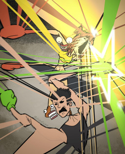 abstract_art anthro biped black_hair body_horror boxing boxing_gloves brown_body brown_fur brown_hair clothed clothed_anthro clothed_female clothing death detailed_background disembodied_eyes disembodied_mouth distortion duo eyewear eyewear_on_head female female_anthro fight fighting_ring fur game_corruption glitch goggles goggles_on_head hair handwear male pain pink_eyes punch snout sport tail tan_body tan_skin whiskers neatomni duck_this_one gameoverse glitch_productions punch-out!! kit_bodega little_mac domestic_cat felid feline felis human mammal 2026 crossover digital_drawing_(artwork) digital_media_(artwork) english_description hi_res meme signature