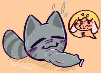 anthro beanie blush bodily_fluids clothing cum cum_drip dripping duo genital_fluids genitals hat headgear headwear horn imminent_sex knot knotted_penis male male/male penis presenting sweat bean0tastic slime_rancher bovid caprine goo_creature mammal sheep slime_(slime_rancher) tabby_slime tagme