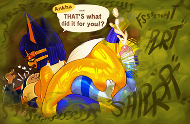 annoyed anthro balls big_butt big_penis bodily_fluids breasts butt clothing cum cumshot detailed_background dialogue disappointed disgust disgusted_expression disgusted_face duo ejaculation fart fart_cloud fart_fetish farting_on_another farting_on_penis female genital_fluids genitals green_fart_cloud grey_body heart_symbol hot_dogging huge_butt huge_penis impatient laying_on_another looking_down looking_down_at_another male male/female markings penis sex speech_bubble striped_body striped_markings striped_tail stripes sweat sweatdrop sweaty_butt sweaty_legs sweaty_thighs tail tail_markings tail_on_penis text tickling tickling_genitalia yellow_body iamapoliceman animal_crossing nintendo ankha_(animal_crossing) moe_(animal_crossing) domestic_cat felid feline felis mammal hi_res