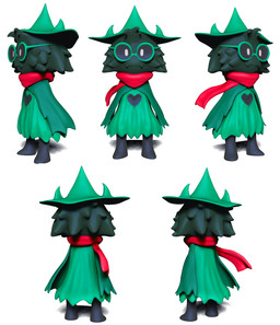 anthro clothing eyewear fangs fur glasses hat headgear headwear horn male red_scarf scarf sculpture simple_background solo teeth guayabajava deltarune undertale_(series) ralsei bovid caprine darkner goat mammal 2018 3d_(artwork) digital_media_(artwork) hi_res