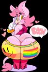 anthro big_butt bottomwear butt butt_cleavage clothed clothing crossgender expression_print female flag flag_(shape) flag_design flag_print fur gloves hair handwear heart_symbol hearts_around_body horn lgbt_pride lipstick looking_back makeup pants patch_(fabric) pink_body pink_fur pink_hair pride_color_bottomwear pride_color_clothing pride_color_flag pride_color_pants pride_color_patch pride_colors print_bottomwear print_clothing print_pants rainbow_flag rainbow_pride_colors rainbow_pride_flag rainbow_symbol rear_view shirt six-stripe_rainbow_pride_colors smile solo speech_bubble tail tank_top thong topwear underwear whale_tail yellow_eyes vimhomeless mythology boon_(vimhomeless) equid equine mammal mythological_creature mythological_equine unicorn 2016 alpha_channel