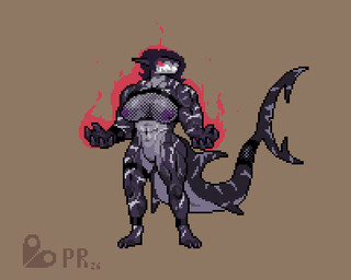 abs anthro aura big_hands big_tail breasts breathing clothing female fin fishnet_clothing fishnet_topwear furgonomics grin hair haircut huge_tail markings muscular muscular_female plantigrade power-up powerful shaking_breasts smile solo standing straps striped_markings stripes tail tail_clothing topwear pixelrometer aquatic fish shark 5:4 animated animated_gif digital_media_(artwork) pixel_(artwork) pixel_animation short_playtime
