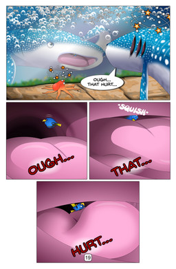 blue_body border bubble caustics countershading dialogue female female_prey feral feral_pred feral_prey fin gate gills group humor internal light light_beam male mouth_play multicolored_body open_mouth rock sunbeam sunlight text throat tongue tongueplay trio two_tone_body underwater unwilling_pred unwilling_prey vomiting vore wall_(structure) water white_body white_border window kazuo_ichigama disney finding_dory finding_nemo pixar destiny_(finding_dory) dory_(finding_nemo) hank_(finding_dory) carpet_shark cephalopod coleoid fish marine mollusk octopodiform octopus shark whale_shark comic english_text hi_res