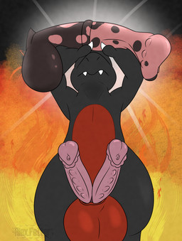2_penises animal_genitalia animal_penis balls big_balls big_penis black_body black_scales dildo equine_genitalia equine_penis fangs feral genitals hemipenes huge_balls male multi_genitalia multi_penis penis red_body red_scales scales sex_toy solo teeth alex.fetter nintendo pokemon charmeleon generation_1_pokemon pokemon_(species) hi_res