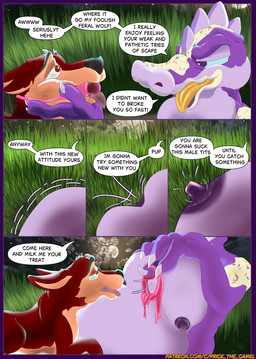 anthro anthro_on_feral bdsm bestiality breasts duo erection exposed_breasts feral gag gagged male male/male nipples overweight overweight_male petplay roleplay size_difference text pricethecamel bandit_(holidaypup) grapepus_monster humanoid comic english_text hi_res url