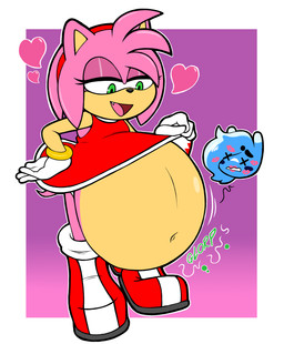 abdominal_bulge anthro bedroom_eyes border clothed clothing cross-eyed cute_fangs digestion digestion_noises duo fangs female female_pred heart_symbol kiss_mark looking_pleasured male male/female male_prey motion_lines narrowed_eyes onomatopoeia pink_background seductive simple_background sound_effects standing teeth text vore white_border x_eyes gael20000 velkno sega sonic_the_hedgehog_(series) amy_rose cole_(sluggo) aquatic aquatic_gastropod eulipotyphlan gastropod hedgehog mammal mollusk sea_slug slug 2024 colored hi_res