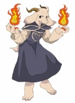 3_toes aged_up anthro barefoot biped claws clothing feet fire fur happy horn long_ears magic male robe simple_background smile solo standing toes white_body white_fur ikutasemi undertale undertale_(series) asriel_dreemurr boss_monster_(undertale) bovid caprine goat mammal