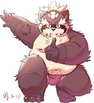 anthro asian_clothing belly brown_body brown_fur clothing cute_fangs east_asian_clothing fangs fundoshi fur humanoid_hands japanese_clothing kemono male moobs nipples overweight overweight_anthro overweight_male simple_background solo teeth underwear white_background lantu_(artist) lifewonders tokyo_afterschool_summoners goemon_(tas) canid canine mammal raccoon_dog tanuki 2021 hi_res