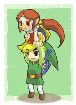 beak belt black_eyes blonde_hair boots clothing duo ear_piercing female female_humanoid footwear hair hat headgear headwear male male_humanoid melee_weapon nose_beak piercing ponytail red_eyes red_hair scarf shield shoes sword weapon young young_female young_humanoid young_male powudon nintendo the_legend_of_zelda wind_waker link medli toon_link animal_humanoid avian avian_humanoid humanoid hylian rito rito_humanoid