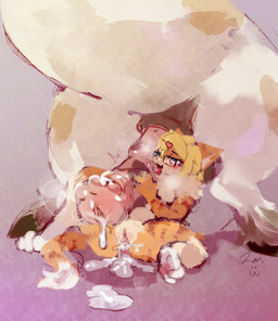 animal_genitalia bodily_fluids cum cum_drip cum_in_ass cum_in_vagina cum_inside cum_on_penis cumshot dripping ejaculation equine_genitalia fur genital_fluids genitals male male/male markings penis sheath size_difference striped_body striped_fur striped_markings stripes zanthu domestic_cat equid equine felid feline felis horse mammal hi_res trans_(lore) trans_man_(lore)