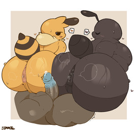 anal_fluids antennae_(anatomy) anthro anthro_on_anthro anthrofied anus arched_back arthropod_abdomen balls belly bent_legs bent_over big_anus big_balls big_belly big_butt black_eyes black_sclera blue_foreskin blue_glans blush blush_lines bodily_fluids border brown_antennae brown_anus brown_balls brown_body brown_penis brown_perineum brown_skin bubble_butt butt cum curvy_figure dialogue dripping duo_focus eyes_closed featureless_moobs foreskin fur genital_fluids genital_raphe genitals glans glistening glistening_body glistening_butt glistening_skin group head_tuft heart_symbol huge_balls huge_butt huge_thighs humanoid_genitalia humanoid_penis leaking_cum looking_back male male/male moobs multicolored_body multicolored_penis musk musk_cloud navel neck_tuft nude outline penis perineum pink_anus pose precum precum_drip presenting presenting_anus presenting_hindquarters puffy puffy_anus question_mark raphe_(anatomy) rear_view simple_background sitting slightly_chubby smile steam stinger striped_body stripes sweat sweatdrop sweaty_balls sweaty_body sweaty_butt sweaty_face sweaty_genitalia sweaty_head tan_background tan_body tan_fur text thick_thighs thorax tongue trio tuft two_tone_body two_tone_penis white_background white_border white_outline wide_hips y_anus yellow_body yellow_perineum yellow_skin jimmiezangoo cocoa_(jimmiezangoo) latte_(jimmiezangoo) mint_(jimmiezangoo) ambiguous_species ant arthropod bee honey_bee hymenopteran insect 2025 artist_name character_name colored digital_drawing_(artwork) digital_media_(artwork) english_text hi_res pictographics shaded signature