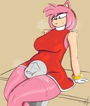 anthro big_breasts bodily_fluids breasts clothed clothing duo female gloves handwear head_between_thighs headscissor male sweat thick_thighs white_clothing white_gloves white_handwear yamathegod sega sonic_the_hedgehog_(series) amy_rose anon eulipotyphlan hedgehog human mammal hi_res