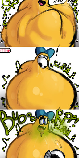 after_vore ambiguous_gender ambiguous_prey belly big_belly bodily_fluids bone burp_cloud burping death digestion fatal_vore female forced group open_mouth oral oral_vore overweight rumbling_stomach skull sound_effects tongue unwilling_prey vore eviltqf pocoyo absurd_res comic digital_media_(artwork) hi_res