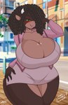 anthro big_breasts blush breasts clothing female huge_breasts solo mastergodai summer_(jwinkz) bovid bovine cattle mammal 2022 hi_res