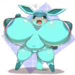 1:1 2019 anthro areola belly big_breasts bikini blush breasts clothed clothing digital_media_(artwork) eeveelution female generation_4_pokemon genitals glaceon hi_res huge_breasts hyper hyper_breasts mammal nintendo obikuragetyan one-piece_swimsuit open_mouth pokemon pokemon_(species) pussy semi-anthro short_stack simple_background sling_bikini solo swimwear thick_thighs two-piece_swimsuit wide_hips