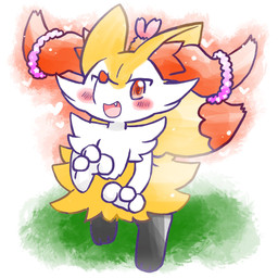 accessory ambiguous_anthro ambiguous_gender anthro biped blush blush_stickers claw_pose cute_fangs digitigrade dipstick_tail fangs food front_view hair_accessory hair_tie heart_symbol high-angle_view looking_at_viewer markings object_in_tail open_mouth open_smile shrimp_(food) simple_background smile solo spiral spiral_pupils standing tail tail_markings teeth annyui0611 nintendo pokemon braixen canid generation_6_pokemon mammal pokemon_(species) 1:1 2024 digital_drawing_(artwork) digital_media_(artwork) full-length_portrait hi_res japanese_description portrait translated_description