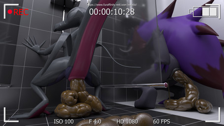 anus bodily_fluids butt camera crouching desperation duo feces female feral fur genital_fluids genitals glass hair inside peeing pooping pooping_together puddle raised_tail scatplay shower tail text urine urine_stream vulva watersports imlutio nintendo pokemon eclipse_(shiny_zoroark) liz_(salazzle) canid canine fox generation_5_pokemon generation_7_pokemon mammal pokemon_(species) reptile salazzle scalie shiny_pokemon zoroark 16:9 2021 3d_(artwork) digital_media_(artwork) hi_res url widescreen