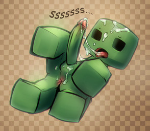 after_autofellatio anus autofellatio balls bodily_fluids checkered checkered_background cum cum_on_balls cum_on_face cum_on_own_face cum_on_penis cum_on_self cum_on_tongue erection feral genital_fluids genitals green_balls green_penis lying male masturbation on_back open_mouth oral oral_masturbation pattern_background penile penile_masturbation penis semi-anthro simple_background solo text tongue yumino microsoft minecraft mojang xbox_game_studios creeper_(minecraft) scalie