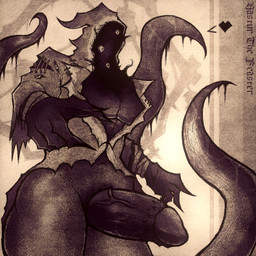 anthro barazoku big_penis bottomless bottomless_humanoid bottomless_male breasts clothed clothing faceless featureless_breasts genitals heart_symbol huge_penis humanoid_genitalia humanoid_penis humanoid_penis_in_slit male multi_eye muscular muscular_humanoid muscular_male pecs penile_spines penis pose solo tentacles topwear topwear_only theanzelart identity_v hastur_(identityv) deity eldritch_being humanoid monster tentacle_creature hi_res