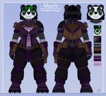 anthro armor clothed clothing female fur green_eyes hair looking_at_viewer rogue simple_background smile solo tail white_body white_fur drxii blizzard_entertainment warcraft mochi_(nwazet) bear giant_panda mammal pandaren digital_media_(artwork) hi_res model_sheet