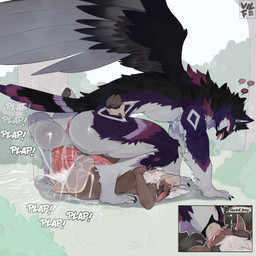 animal_genitalia animal_penis anthro bodily_fluids breath cum cum_in_ass cum_inside duo equine_genitalia equine_penis excessive_cum excessive_genital_fluids eyewear from_front_position genital_fluids genitals glasses good_boy grass heart_symbol kissing looking_pleasured male male/male mating_press panting penis pinned pinned_to_ground plant public public_sex sex shaking trembling vilf mythology darwin_skyborne snow_(ssssnowy) avian bovid caprine goat gryphon mammal mythological_avian mythological_creature absurd_res hi_res