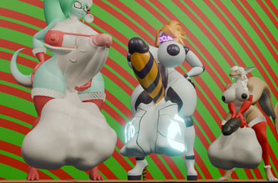 balls big_balls big_breasts big_penis breasts christmas_outfit cock_vore genitals green_hair group gynomorph hair holidays huge_balls huge_breasts huge_penis hyper hyper_balls hyper_genitalia hyper_penis intersex machine orange_hair pattern_background penile penis simple_background striped_background tail vore white_hair z-z christmas auzi bre-3 rose_(fairyfud) fish lizard marine reptile robot scalie shark 3d_(artwork) digital_media_(artwork) hi_res