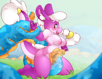 anthro areola barefoot belly blush breasts eyebrows eyelashes feet female fluffy_tentacle fur grass hair inner_ear_fluff kneeling nipples nudist open_mouth plant plantigrade questionable_consent restrained solo tentacles tickling tied_hair translucent translucent_tentacles tuft yellow_eyes kemotobi mythology fizz_(kemotobi) dragon furred_dragon furred_scalie mythological_creature mythological_scalie scalie 2016