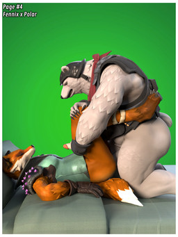 bed bedroom border clothed clothing cowgirl_position from_front_position furniture green_background hand_on_butt legs_lift legs_up male male_penetrated moan nude on_bottom on_top pantsless partially_clothed penetration penile penile_penetration pinned sex simple_background sofa sofa_sex text white_border streetsign01 dollymolly323_(modeler) epic_games fortnite fortnite:_battle_royale fennix_(fortnite) polar_patroller bear canid canine fox mammal polar_bear ursine 3:4 3d_(artwork) absurd_res blender_(artwork) comic digital_media_(artwork) english_text hi_res