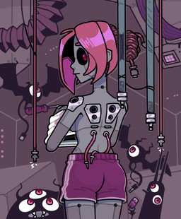 1_eye 3_eyes ambiguous_gender bottomwear breasts clothed clothing female group hair machine multi_eye discount-supervillain demon humanoid robot robot_humanoid digital_media_(artwork)