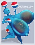 5_fingers anthro beverage big_breasts blue_body blue_skin breasts doodlewill elemental_creature english_text featureless_feet feet female fingers flora_fauna generation_2_pokemon hi_res huge_breasts hyper hyper_breasts jumpluff meme muscular muscular_thighs nintendo nipples non-mammal_breasts non-mammal_nipples noseless pepsi plant pokemon pokemon_(species) simple_eyes simple_face soda solo text thick_thighs
