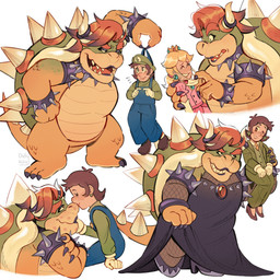 3_toes 4_fingers anthro arm_warmers armband armwear black_armband black_claws black_clothing black_collar black_dress black_eyes black_eyeshadow black_footwear black_high_heels black_highlights black_lipstick blonde_hair blue_clothing blue_ear_piercing blue_overalls blush blush_lines bottomwear bracelet brown_clothing brown_footwear brown_hair brown_high_heels brown_shoes carrying_another carrying_partner claws clothed clothed_anthro clothed_female clothed_human clothing clothing_lift collar cosplay crossed_arms crossgender crown dress dress_lift duo duo_focus ear_piercing eyebrows eyelashes eyeshadow featureless_crotch feet female female/female finger_claws fingers fingers_together fishnet_arm_warmers fishnet_armwear fishnet_clothing fishnet_leggings fishnet_legwear fist footwear frown frowning_at_another ftm_crossgender fully_clothed fully_clothed_female fully_clothed_human gem gloves green_body green_bottomwear green_clothing green_ear_piercing green_hat green_headwear green_pants green_scales green_shell green_shirt green_suit green_topwear group hair half-closed_eyes handwear hat headgear headwear high_heels highlights_(coloring) holding_face interspecies jacket jewelry kiss_mark_on_face kissing_nose leggings legwear lifting_another light lipstick love makeup male medium_hair mtf_crossgender multicolored_body multicolored_hair multicolored_scales narrowed_eyes nervous nervous_smile number one_eye_closed open_frown open_mouth orange_eyebrows orange_hair overalls pants piercing pink_clothing pink_jacket pink_topwear pockets pulling_mask queen red_tongue royalty ruby_(gem) scales shell shirt shoes short_hair sitting size_difference smaller_female smile smiling_at_another smiling_at_each_other spiked_armband spiked_bracelet spiked_collar spiked_shell spiked_tail spikes spikes_(anatomy) standing suit surprised tail tan_body tan_scales tan_skin tan_spikes thick_eyebrows toe_claws toes tongue topwear two_tone_hair white_clothing white_gloves white_handwear white_mask yellow_body yellow_scales yellow_tail didy414 mario_bros nintendo bowser luigi princess_peach human koopa mammal scalie 1:1 2025 absurd_res colored digital_drawing_(artwork) digital_media_(artwork) english_description hi_res lighting multiple_images shaded