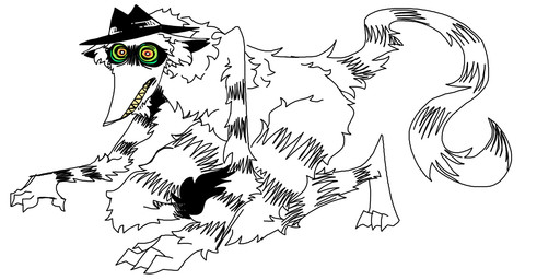 ambiguous_gender anthro clothing fluffy hat headgear headwear inner_ear_fluff looking_at_viewer ringed_eyes sharp_teeth simple_background solo tail teeth toothy_grin tuft wearing_hat white_background incognatic canid canine hybrid mammal thang 2026 2:1 english_description hi_res