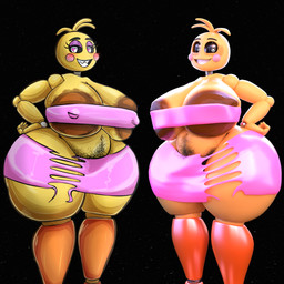 areola beakless belly big_areola big_breasts big_butt body_hair bottomwear breast_squish breasts brown_areola butt clothed clothing duo female hairy hairy_vulva happy_trail looking_at_viewer machine mature_female navel nipple_slip no_underwear pubes sagging_breasts sharp_teeth skirt slightly_chubby smile squish teeth thick_thighs topwear yellow_body adri164 maikyoh jams3d_(modeler) five_nights_at_freddy's five_nights_at_freddy's_2 scottgames lovetaste_chica toy_chica_(fnaf) animatronic avian bird chicken galliform phasianid robot 1:1 3d_(artwork) absurd_res digital_media_(artwork) hi_res