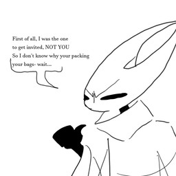 ambiguous_gender annoyed anthro dialogue gesture hand_gesture mouthless narrowed_eyes pointing pointing_at_self simple_background solo speech_bubble talking_to_another text white_background professornoodless hollow_knight:_silksong hollow_knight_(franchise) team_cherry hornet_(hollow_knight) arthropod insect 1:1 2025 black_and_white digital_drawing_(artwork) digital_media_(artwork) english_text hi_res monochrome sketch female_(lore)
