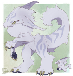 ambiguous_gender black_pawpads chibi claws finger_claws fur logo neck_tuft pawpads solo tail text toe_claws tuft white_body white_fur yellow_claws yellow_eyes mochiri unknown_species 2026 absurd_res artist_logo artist_name cel_shading digital_drawing_(artwork) digital_media_(artwork) hi_res multiple_images shaded