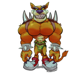abs anthro barazoku biceps big_muscles big_pecs black_hair bottomwear bracelet claws clothed clothing deltoids eye_bags eyebrows fangs footwear fur grin gums_(mouth) hair jewelry loincloth looking_at_viewer male manly muscular muscular_anthro muscular_arms muscular_male orange_body orange_fur pecs sharp_teeth shoes shoulder_pads simple_background smile solo spiked_bracelet spiked_shoulder_pads spikes standing tail tail_tuft tan_body tan_fur teeth thick_eyebrows topless tuft white_background yellow_sclera zarockthewolf activision crash_bandicoot_(series) tiny_tiger dasyuromorph mammal marsupial recently_extinct_species thylacine 2020 hi_res signature