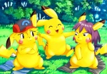 ambiguous_gender clothing cosplay feral fur group hat headgear headwear male tail transformation yellow_body yellow_fur edmol nintendo pokemon ashchu paul_(pokemon) generation_1_pokemon mammal pikachu pokemon_(species) rodent