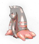 anthro beady_eyes blush brown_body brown_fur fur horn long_ears side_view simple_background solo standing white_background pthu bandai_namco digimon digimon_(species) lagomorph leporid lopmon mammal rabbit