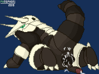 after_sex all_fours alternate_color anal anus armor balls barefoot black_balls black_body black_skin bodily_fluids butt claws cum cum_drip cum_in_ass cum_inside cum_on_balls cum_on_butt cum_on_ground cum_on_perineum dripping feet feral genital_fluids genitals green_eyes half-erect humanoid_genitalia humanoid_penis leaking looking_at_viewer looking_back looking_back_at_viewer male nude penis penis_on_ground perineum presenting presenting_hindquarters raised_tail simple_background solo tail toe_claws transparent_background conditional_dnp phosaggro nintendo pokemon fan_character phos_(phosaggro) aggron generation_3_pokemon pokemon_(species) scalie 2019 alpha_channel dated digital_media_(artwork) pixel_(artwork) watermark