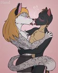 anthro blush clothed clothing duo fur hair kissing male male/male open_mouth tongue hassillio felid feline irbis mammal pantherine snow_leopard digital_media_(artwork) hi_res