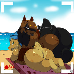 beach big_butt black_outline butt camera_view detailed_background duo glistening looking_at_viewer male male/male nude outline outside rear_view recording sand sea seaside sky tail text water kingbeast halo_(series) microsoft xbox_game_studios kiggy king_(kingbeast) alien kig-yar ruuhtian scalie 1:1 digital_media_(artwork) english_text hi_res