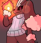 anthro brown_body brown_fur clothing femboy fire flaming_fist fur gradient_background grey_background half-closed_eyes lens_flare looking_at_viewer male narrowed_eyes pink_body pink_fur simple_background sleeveless sleeveless_sweater smile smirk smug smug_face smug_grin solo sweater topwear turtleneck xing1 nintendo pokemon lone_(kyubeans) generation_4_pokemon lopunny pokemon_(species) shiny_pokemon absurd_res hi_res