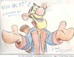 anthro big_nose clothing coat dialogue male markings musical_note musical_symbol orange_body plushie smile striped_body striped_markings striped_tail stripes symbol tail tail_markings text toony topwear cooner disney winnie_the_pooh_(franchise) tigger felid mammal pantherine tiger 2006 colored english_text graphite_(artwork) traditional_media_(artwork) url