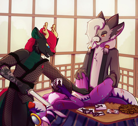 against_furniture against_surface against_table animal_genitalia animal_penis anthro antlers arm_tattoo asian_clothing black_body black_fur blood blue_eyes bodily_fluids card card_game clothed clothing coin detailed_background east_asian_clothing erection fellatio female female_penetrated forced fur furniture gambling gaming genitals gore gore_focus green_body green_scales grin group group_sex horn inside japan japanese_clothing kimono knife knife_play knot licking licking_lips male male/female male_penetrating male_penetrating_female melee_weapon nude oicho_kabu oral penetration penile penis playing_card purple_body rape red_body red_eyes red_fur red_penis scales sex smile spitroast sword table tail tattoo teeth threatening threatening_with_weapon threesome tongue tongue_out trio weapon whiskers white_body white_fur wounded upiware european_mythology mythology galdura maross xiang_(zhinu) dragon eastern_dragon ferrin mythological_creature mythological_scalie scalie western_dragon absurd_res digital_media_(artwork) hi_res story story_in_description