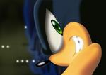 anthro blue_body blue_fur blue_hair fur green_eyes hair male side_mouth solo browse sega sonic_the_hedgehog_(series) dark_sonic canid canine eulipotyphlan hedgehog mammal hi_res