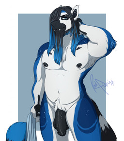 anthro balls biped flaccid foreskin genitals hair hair_over_eye humanoid_genitalia humanoid_penis long_hair looking_at_viewer male nipple_piercing nipples nude one_eye_obstructed penis piercing solo standing towel redpixie lune_(lunecatta) lemur mammal primate ring-tailed_lemur strepsirrhine hi_res